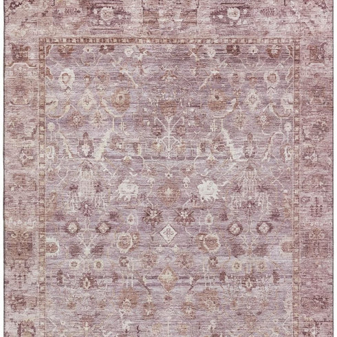 5' X 8' Blush And Ivory Oriental Washable Area Rug With UV Protection