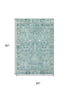 5' X 8' Blue And Ivory Oriental Washable Area Rug With UV Protection
