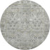 8' Pewter And Ivory Oriental Washable Round Rug With UV Protection