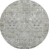 8' Pewter And Ivory Oriental Washable Round Rug With UV Protection