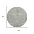 8' Pewter And Ivory Oriental Washable Round Rug With UV Protection