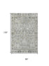 8' X 10' Pewter And Ivory Oriental Washable Area Rug With UV Protection