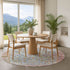 8' Pale Aqua And Lavender Oriental Washable Round Rug With UV Protection
