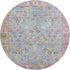 8' Pale Aqua And Lavender Oriental Washable Round Rug With UV Protection
