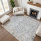 9' X 12' Sky Blue And Ivory Oriental Washable Area Rug With UV Protection