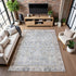 9' X 12' Sky Blue And Ivory Oriental Washable Area Rug With UV Protection