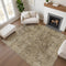 9' X 12' Brown And Beige Oriental Washable Area Rug With UV Protection