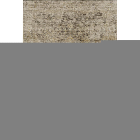 9' X 12' Brown And Beige Oriental Washable Area Rug With UV Protection