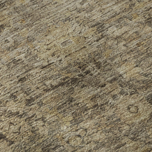 9' X 12' Brown And Beige Oriental Washable Area Rug With UV Protection