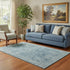 5' X 8' Blue And Gray Oriental Washable Area Rug With UV Protection