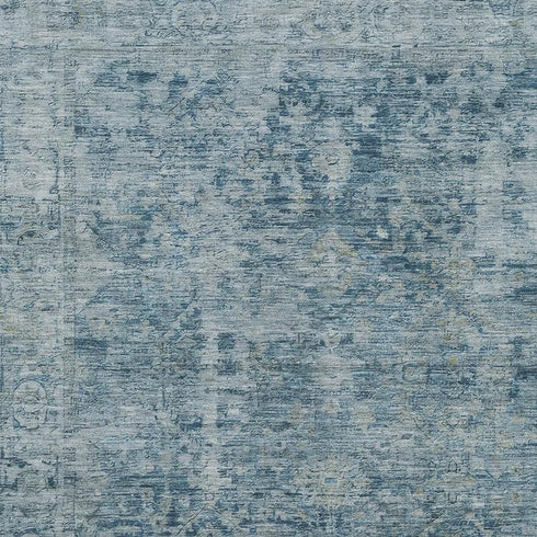 8' X 10' Blue And Gray Oriental Washable Area Rug With UV Protection