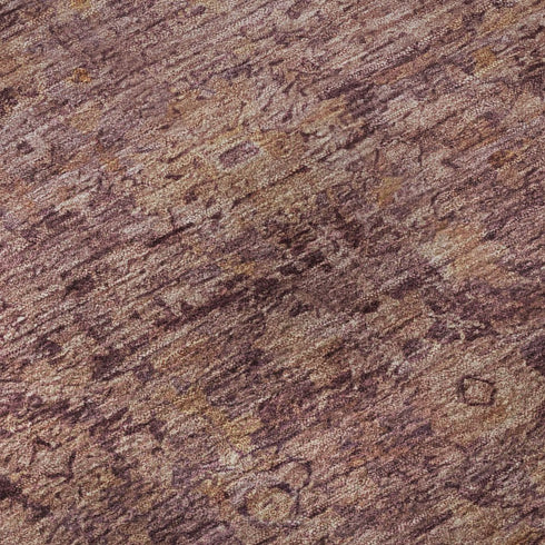 5' X 8' Merlot And Pink Oriental Washable Area Rug With UV Protection