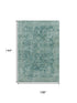 9' X 12' Teal And Beige Oriental Washable Area Rug With UV Protection