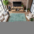 9' X 12' Teal And Beige Oriental Washable Area Rug With UV Protection