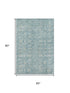 5' X 8' Blue And Ivory Oriental Washable Area Rug With UV Protection