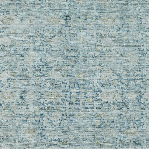 5' X 8' Blue And Ivory Oriental Washable Area Rug With UV Protection