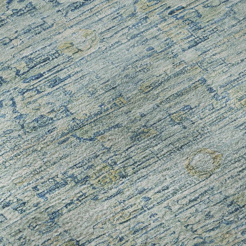8' X 10' Blue And Ivory Oriental Washable Area Rug With UV Protection
