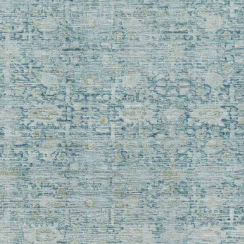 8' X 10' Blue And Ivory Oriental Washable Area Rug With UV Protection