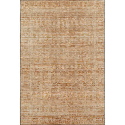 5' X 8' Coral And Peach Oriental Washable Area Rug With UV Protection