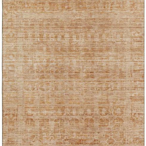 5' X 8' Coral And Peach Oriental Washable Area Rug With UV Protection
