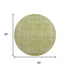 8' Sage And Mint Green Oriental Washable Round Rug With UV Protection