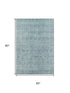 5' X 8' Sky Blue And Denim Blue Oriental Washable Area Rug With UV Protection