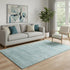 5' X 8' Sky Blue And Denim Blue Oriental Washable Area Rug With UV Protection
