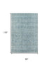 8' X 10' Sky Blue And Denim Blue Oriental Washable Area Rug With UV Protection