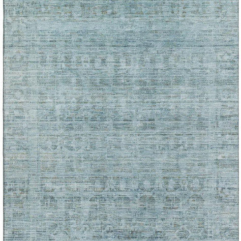 8' X 10' Sky Blue And Denim Blue Oriental Washable Area Rug With UV Protection