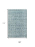 9' X 12' Sky Blue And Denim Blue Oriental Washable Area Rug With UV Protection