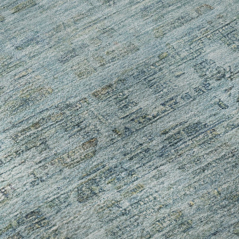 9' X 12' Sky Blue And Denim Blue Oriental Washable Area Rug With UV Protection