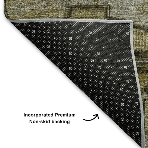 5' X 8' Brown Ivory And Gray Oriental Washable Area Rug With UV Protection
