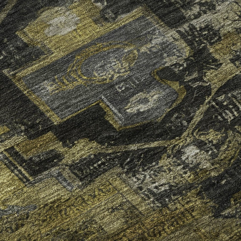 5' X 8' Brown Ivory And Gray Oriental Washable Area Rug With UV Protection