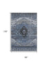 8' X 10' Blue Gray And Charcoal Oriental Washable Area Rug With UV Protection