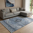 8' X 10' Blue Gray And Charcoal Oriental Washable Area Rug With UV Protection