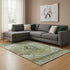8' X 10' Olive Green Gray And Ivory Oriental Washable Area Rug With UV Protection