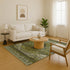 8' X 10' Olive Green Gray And Ivory Oriental Washable Area Rug With UV Protection