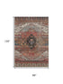 8' X 10' Rust Gray And Beige Oriental Washable Area Rug With UV Protection