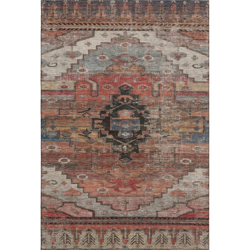 8' X 10' Rust Gray And Beige Oriental Washable Area Rug With UV Protection
