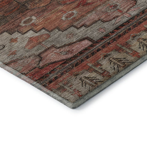 8' X 10' Rust Gray And Beige Oriental Washable Area Rug With UV Protection