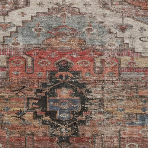8' X 10' Rust Gray And Beige Oriental Washable Area Rug With UV Protection