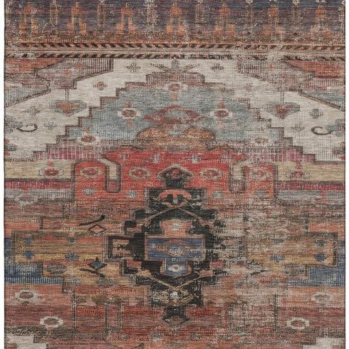8' X 10' Rust Gray And Beige Oriental Washable Area Rug With UV Protection