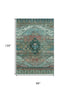 8' X 10' Teal Copper And Gold Oriental Washable Area Rug With UV Protection