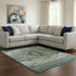 8' X 10' Teal Copper And Gold Oriental Washable Area Rug With UV Protection