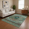 9' X 12' Teal Copper And Gold Oriental Washable Area Rug With UV Protection
