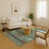 9' X 12' Teal Copper And Gold Oriental Washable Area Rug With UV Protection