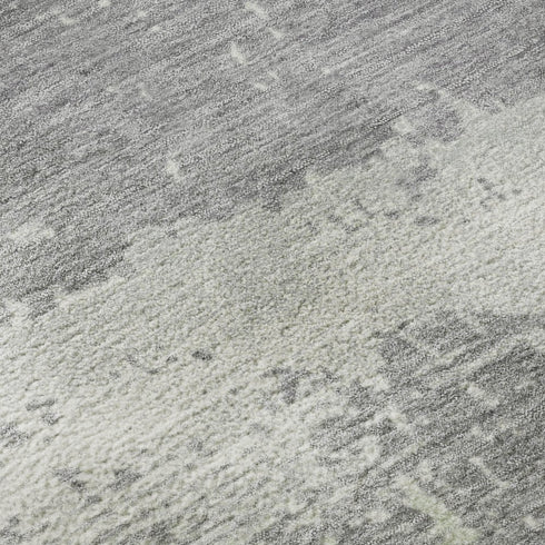 8' X 10' Artichoke Green Gray And Silver Abstract Washable Area Rug With UV Protection
