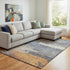 8' X 10' Blue Orange And Ivory Abstract Washable Area Rug With UV Protection