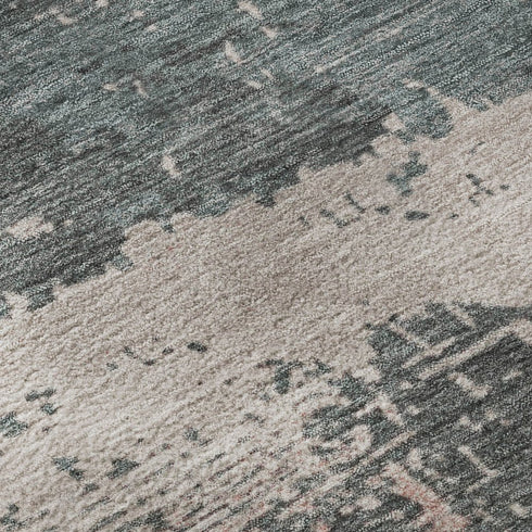 5' X 8' Coral Pink And Gray Abstract Washable Area Rug With UV Protection