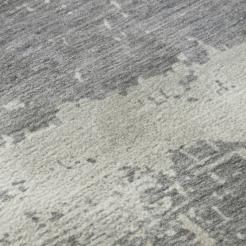 5' X 8' Gold Gray And Ivory Abstract Washable Area Rug With UV Protection